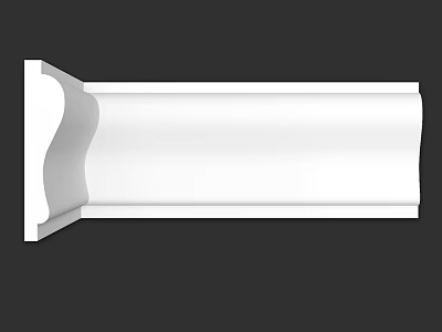 White Decorative Crown Molding With Smooth Curved Profile For Interior Design 3d model