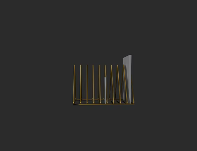 Golden Metal Frame Bookcase With Minimalist Modern Design And Some Books On Black Background 3d model