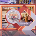 Decorative Heart Installation with Arrow Design and Discover Beauty in Shopping Mall Nighttime Lighting