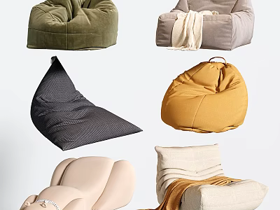 Comfortable Bean Bag Chairs In Various Colors And Modern Designs For Living Room 3d model