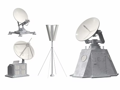 Military Weapon Equipment Featuring Satellite Dishes Radar Antennas And Tripod Mounts 3d model