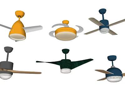 Modern Ceiling Air Conditioner Fans With Lights In Various Colors And Designs 3d model