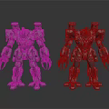 Two Gray Mecha Models In Standing Pose With Mechanical Structures And Claws 3d model