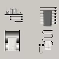 Modern Black Bathroom Accessories with Shelf Towel Rail Heated Rack and Paper Holder