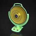 Green Household Electric Fan With Yellow Blades And Base Knobs Design 3d model