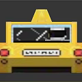 Yellow Pixelated Blocky Minecraft Taxi With Checkerboard Design And TAXI Sign