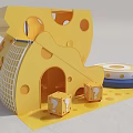 Yellow Cheese Shaped Children's Play Structure With Slide And Blue Ball Pit