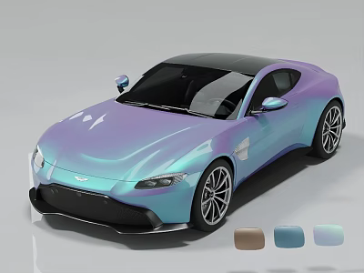 Stylish Gradient Colored Sports Car With Custom Color Swatches And Sleek Design 3d model