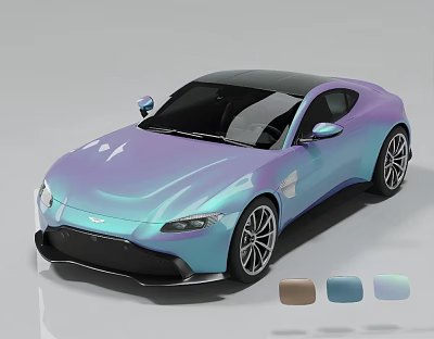 Stylish Gradient Colored Sports Car With Custom Color Swatches And Sleek Design 3d model