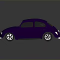 Purple Vintage Beetle Car Featuring Sleek Body Silver Wheels And Dark Background Reflection