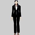 Professional Woman In Black Suit With White Shirt And Brown Shoes