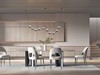 Modern Restaurant Dining Table and Chair Combination 3d model