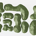 Green Irregular Grass Shaped Decorative Blocks For Landscape Design 3d model