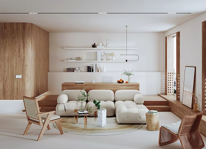 modern living room cream living room 3d model