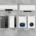 Modern Household Water Heaters And Wall Hung Boilers With Various Designs And Control Panels