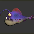 3D Fantasy Creature Character With Purple Pink Body Glowing Lure Yellow Eyes And Tentacles