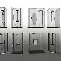 Various Glass Shower Enclosures With Different Designs And Bathroom Structures 3d model