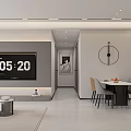 Modern Living Dining Room Interior With TV Wall Clock Dining Table And Chairs 3d model