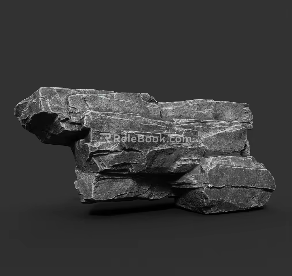 Rock Block Stone Obsidian Granite Natural Landscape 3d model