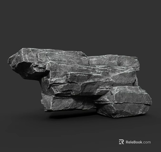 Natural Stone Decorative Element With Irregular Shape And Rough Textured Surface 3d model 
