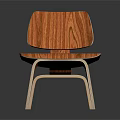Modern Orange Wooden Chair With Curved Back And Sturdy Legs Design