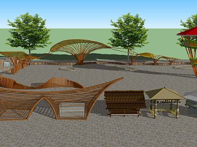 Modern Pavilion Special-shaped Bamboo Pavilion Bamboo Art Gallery Bamboo Shed model