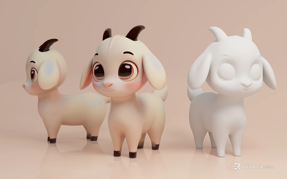 Cute Cartoon Reptiles With Different Colors And Adorable Expressions In Standing Poses 3d model 