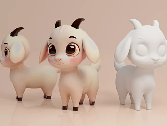 Sheep Animal Cartoon Image Q Edition Meichen IP Cartoon Game Hand-held Ornaments Pin-card Decoration Scene Atmosphere 3d model
