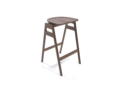 Modern Wooden Bar Stool With Simple Design And Sturdy Frame Structure 3d model