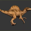 Detailed Spinosaurus Dinosaur Figure In Standing Pose With Spiked Sail Back And Orange Brown Skin