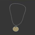 Elegant Silver Chain Necklace With Round Engraved Pattern Pendant 3d model