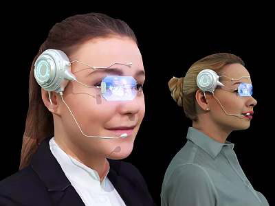 Smart Machine Augmented Reality System With Smart Glasses Headphones And Digital 3d model
