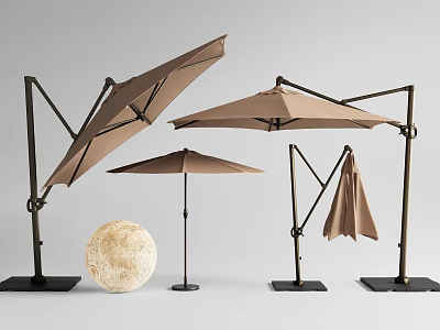 Modern Outdoor Sunshades With Adjustable Metal Frames And Foldable Fabric Canopies For Garden Use 3d model