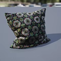 Vibrant Bohemian Style Throw Pillow Featuring Geometric Floral Pattern In Green Pink Yellow Tones