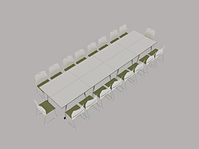 Modern Rectangular Conference Table With Multiple Chairs Arranged In Meeting Room 3d model