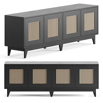 Modern TV Cabinet Side Cabinet Entrance Cabinet Solid Wood Entrance Cabinet Solid Wood Side Cabinet Rattan Decoration Cabinet 3d model