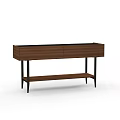 Stylish Modern Wooden Desk With Drawers Shelf And Black Metal Legs