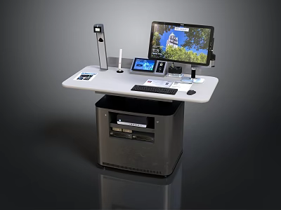Modern Office Workstation Desk With Monitor Keyboard And Storage Cabinet Sleek Design For Productive Space 3d model
