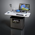 Modern Office Workstation Desk With Monitor Keyboard And Storage Cabinet Sleek Design For Productive Space