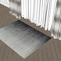 Modern Square Rug With Gray White Gradient Design On Beige Tile Floor Near Sheer Curtains