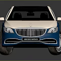 Modern Blue And White Luxury Sedan With Black Roof And Shiny Reflection