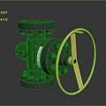 3D Rendered Industrial Valve With Yellow Wheel On Black Background