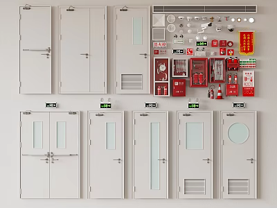 Assorted Interior Doors And Various Fire Safety Equipment Collection 3d model