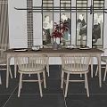 Japanese Dining Table and Chair Combination Dining Table and Chair 3d model