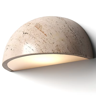 Modern Beige Semicircular Wall Mounted Lamp With Stone Texture Soft Lighting 3d model