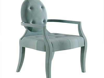 Light Blue Upholstered Accent Chair with Tufted Backrest and Curved Armrests 3d model