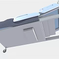 Medical Hospital Bed With Blue Mattress Gray Frame Side Rails And Mobile Wheels