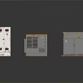 Industrial Metal Enclosures With Different Designs Gray White Rusted Details And Windows