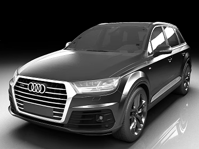 Black Audi SUV Modern Exterior With Front Grille Headlights And Alloy Wheels 3d model