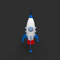 Colorful Toy Rocket Model With White Body Blue Engines Red Base And Black Antenna